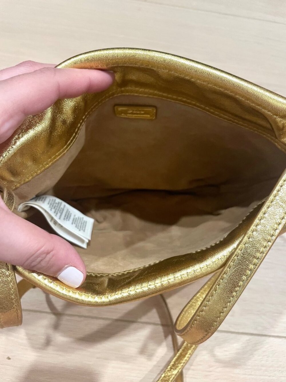 NWT Polo Ralph Lauren Blue Label Gold Crossbody Bag Leather - Picture 9 of 12